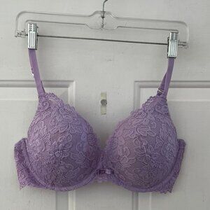Frederick's Of Hollywood Purple Lace Underwire Bridal Push-Up Bra Sz 40C